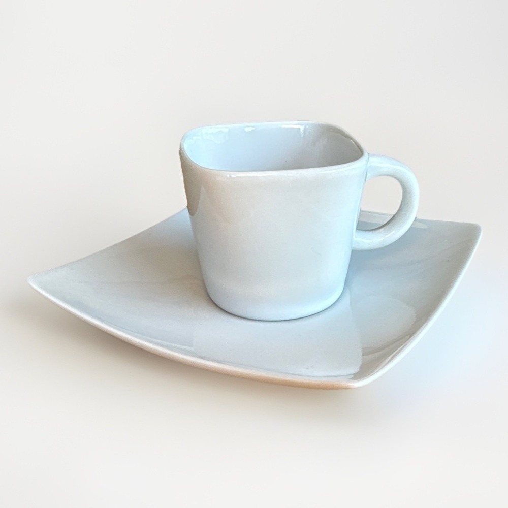 B. Smith Espresso Style Cup And Saucer‎ Square White Coffee Bar Discontinued